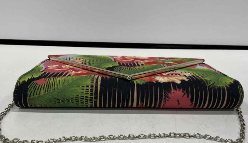 Aldo Tropical Floral Envelope Clutch Crossbody Bag with Chain Strap, Summer Statement Purse