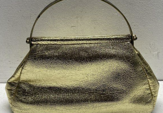 Vintage Gold Metallic Evening Handbag with Matching Coin Purse