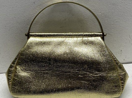 Vintage Gold Metallic Evening Handbag with Matching Coin Purse