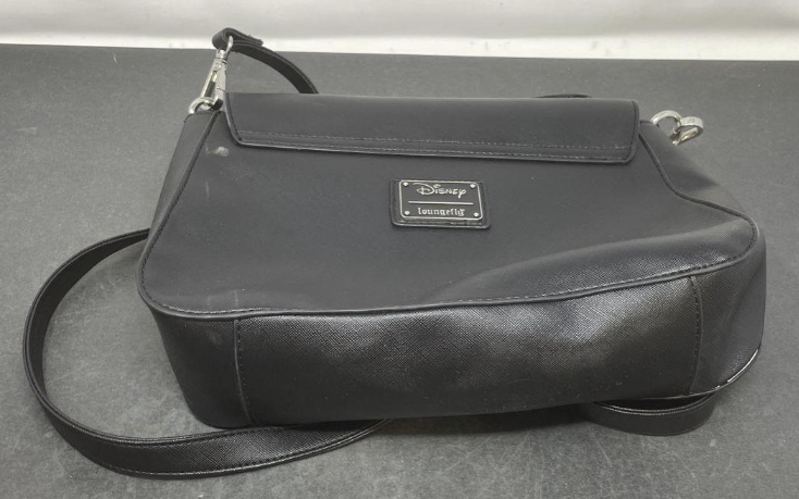 Disney Loungefly Minnie Mouse Black Crossbody Handbag with Red Bow