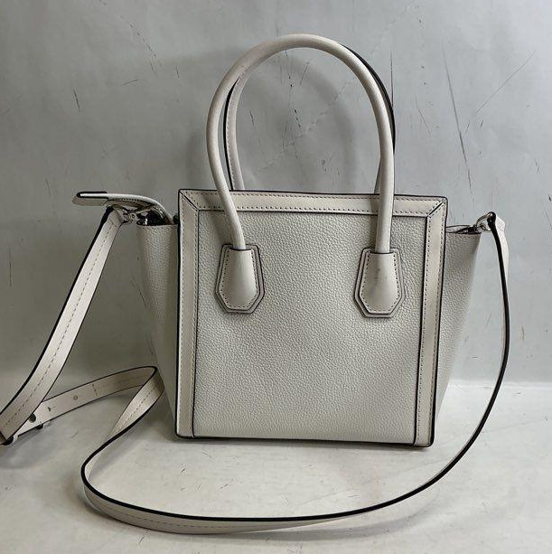 Michael Kors White Lattice Weave Pebbled Leather Satchel Crossbody Bag