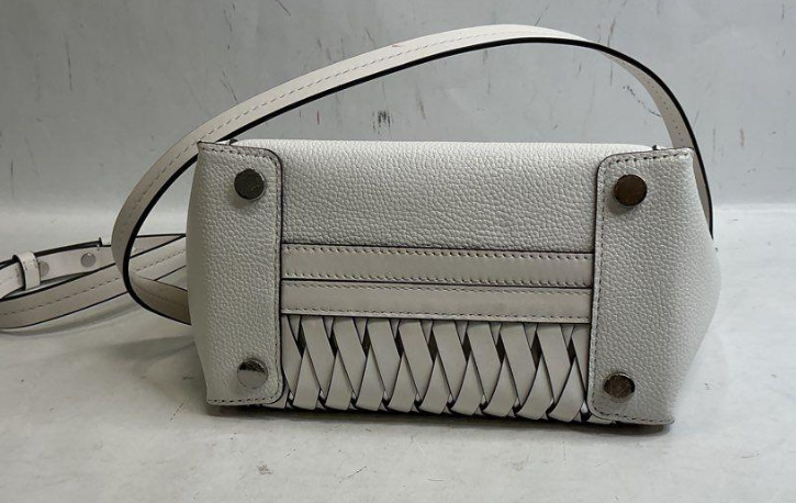 Michael Kors White Lattice Weave Pebbled Leather Satchel Crossbody Bag