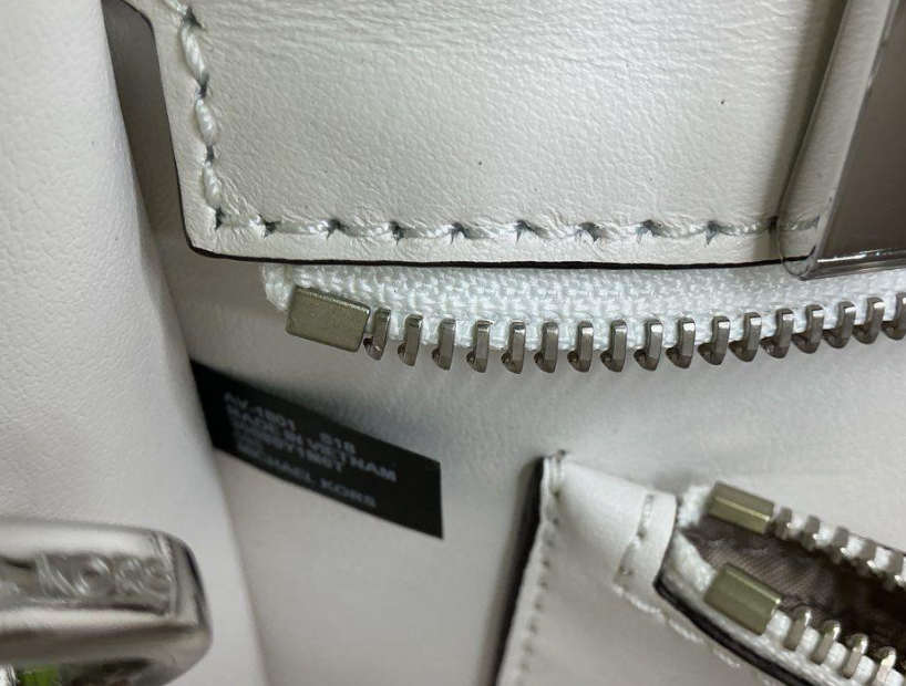 Michael Kors White Lattice Weave Pebbled Leather Satchel Crossbody Bag