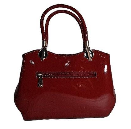 Pianne Red Patent Shoulder Bag with Floral Embellished Side Panels