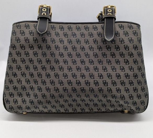 Dooney & Bourke Gray Navy Monogram Satchel with Wristlet and Card Case