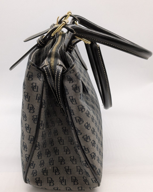 Dooney & Bourke Gray Navy Monogram Satchel with Wristlet and Card Case
