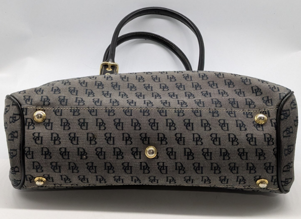 Dooney & Bourke Gray Navy Monogram Satchel with Wristlet and Card Case