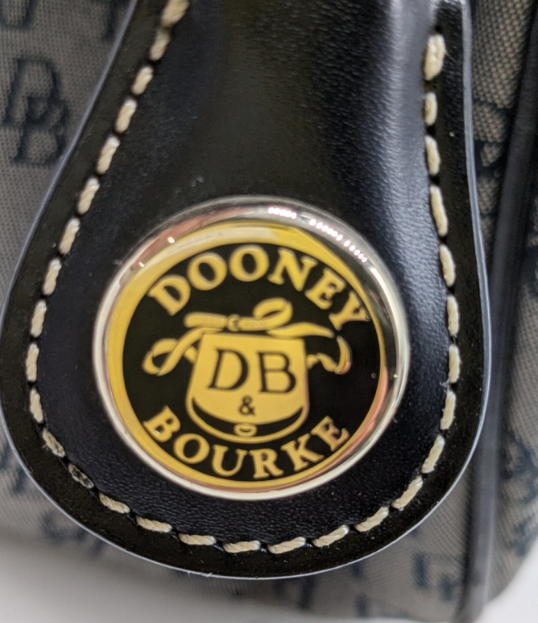 Dooney & Bourke Gray Navy Monogram Satchel with Wristlet and Card Case