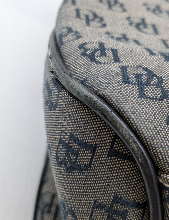 Dooney & Bourke Gray Navy Monogram Satchel with Wristlet and Card Case