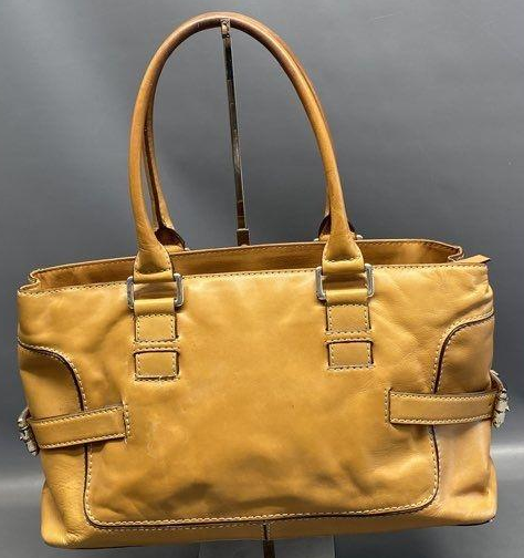 Michael Kors Tan Leather Double Buckle Pocket Satchel Bag