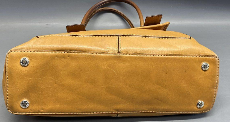 Michael Kors Tan Leather Double Buckle Pocket Satchel Bag