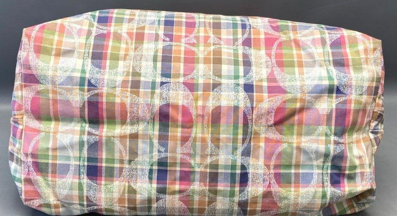 Coach Signature Pastel Check Canvas Packable Oversized Weekender Tote