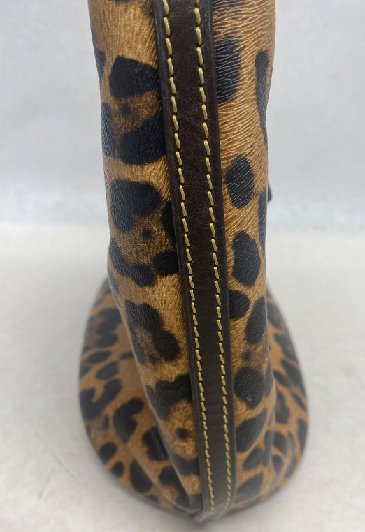 Dooney and Bourke Animal Print Coated Cotton Hobo Bag with Leather Trim