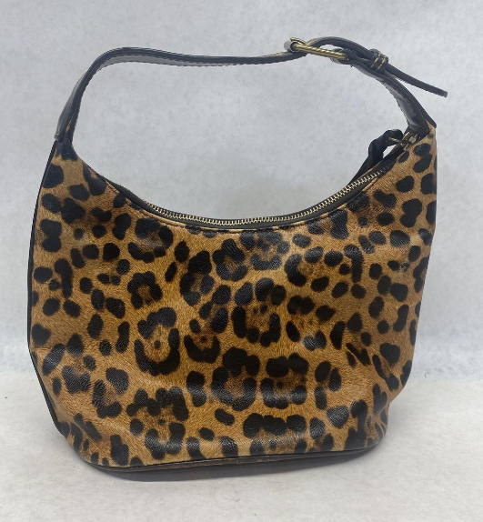 Dooney and Bourke Animal Print Coated Cotton Hobo Bag with Leather Trim