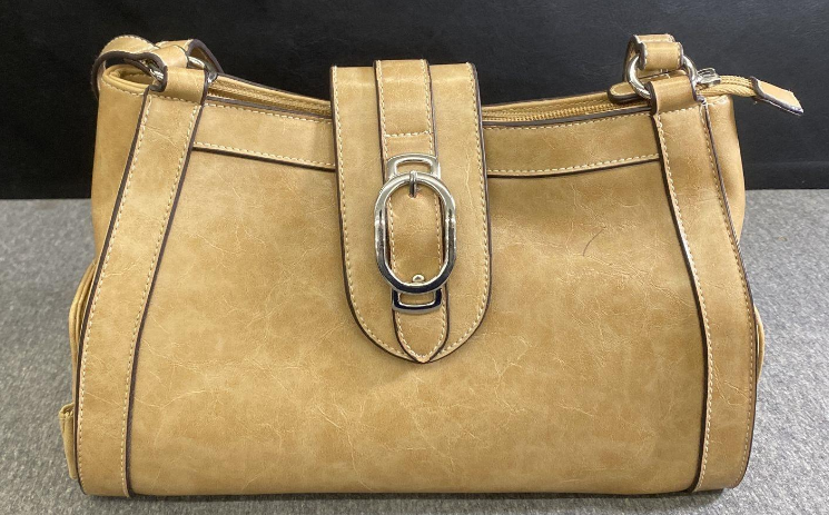 Rosetti Beige Shoulder Bag with Buckle Detail and Hidden Side Compartments