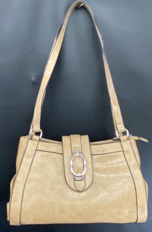 Rosetti Beige Shoulder Bag with Buckle Detail and Hidden Side Compartments