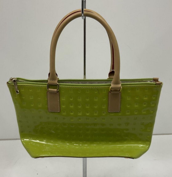 Arcadia Lime Green Patent Leather Embossed Handbag | Structured Shoulder Bag