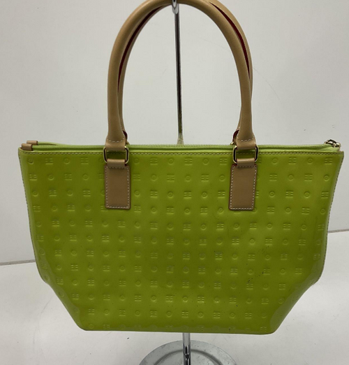 Arcadia Lime Green Patent Leather Embossed Handbag | Structured Shoulder Bag