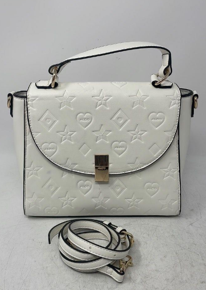 Aldo White Embossed Crossbody Clutch Bag with Detachable Strap
