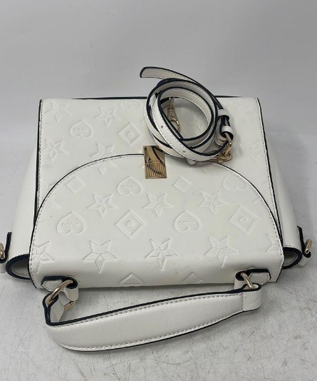 Aldo White Embossed Crossbody Clutch Bag with Detachable Strap