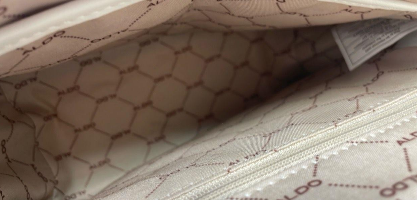 Aldo White Embossed Crossbody Clutch Bag with Detachable Strap