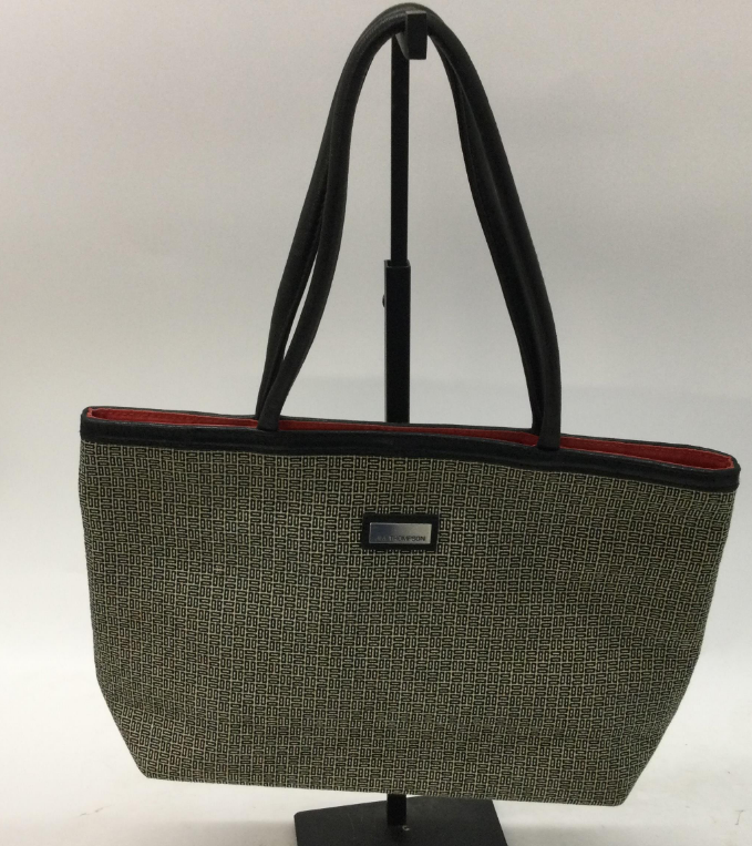 Jim Thompson Black and White Geometric Textile Tote Handbag with Black Trim