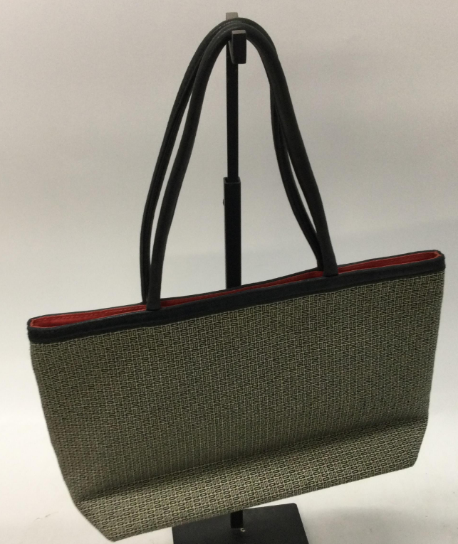 Jim Thompson Black and White Geometric Textile Tote Handbag with Black Trim