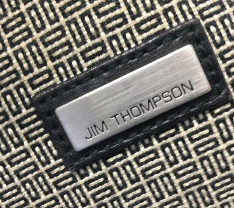 Jim Thompson Black and White Geometric Textile Tote Handbag with Black Trim