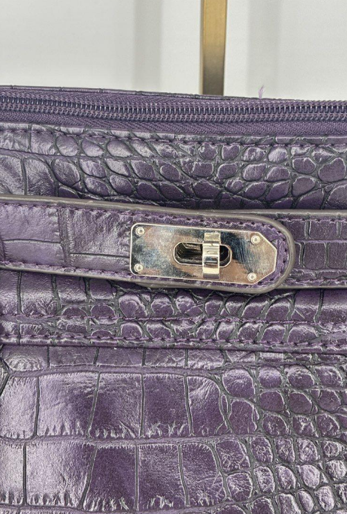 Bueno Deep Purple Croc Embossed Tote Shoulder Bag