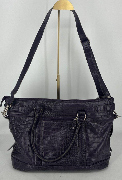 Bueno Deep Purple Croc Embossed Tote Shoulder Bag