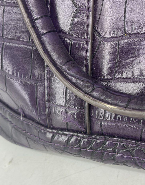 Bueno Deep Purple Croc Embossed Tote Shoulder Bag