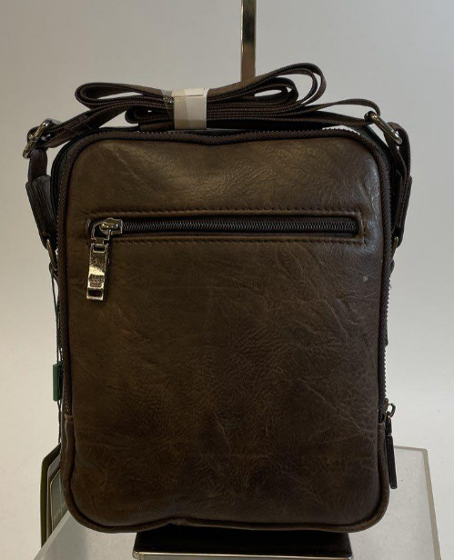 Jeep Brown Leather Crossbody Bag with Front Zip Pocket New with Tags