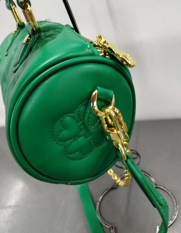Louis Philippe Emerald Green Embossed Mini Satchel with Gold Hardware