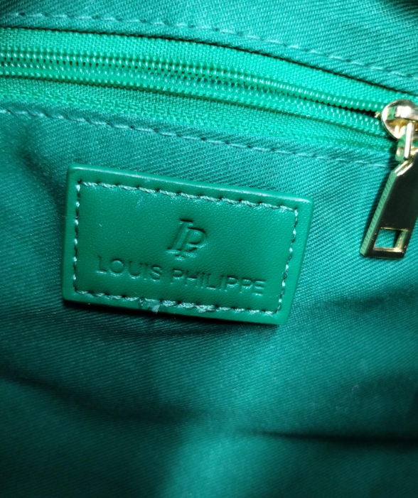 Louis Philippe Emerald Green Embossed Mini Satchel with Gold Hardware