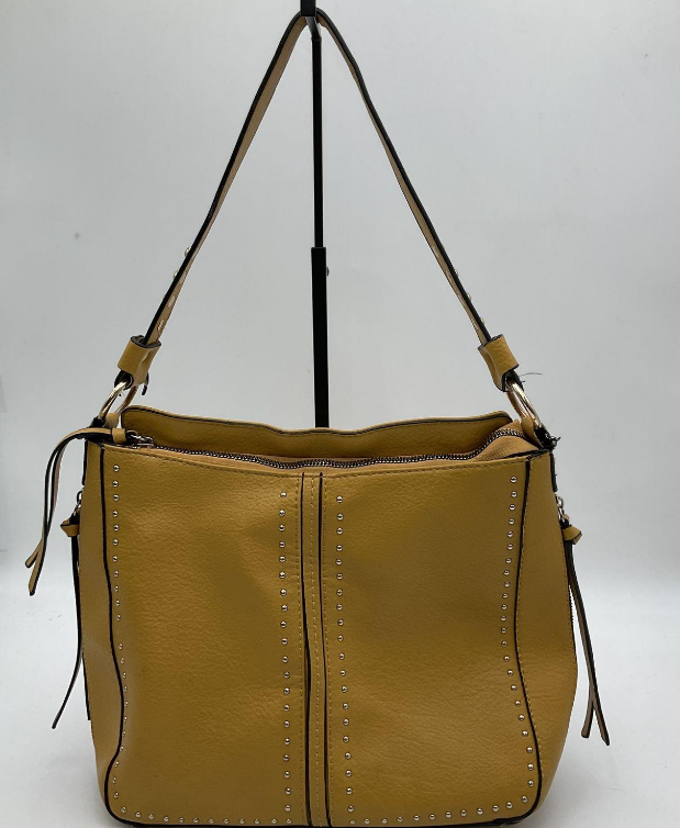 Montana West Mustard Yellow Studded Hobo Shoulder Bag