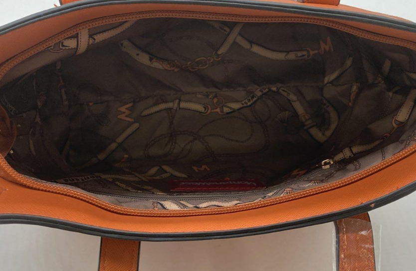 Montana West Cognac Orange Structured Tote Bag with Matching Wallet Set