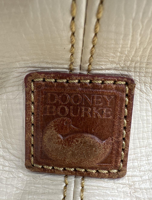 Vintage Dooney and Bourke White and Tan Leather Tassel Tote Bag