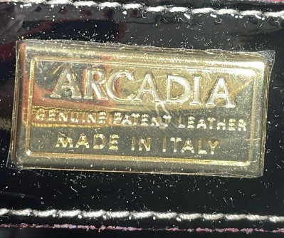 Arcadia Black Patent Leather Embossed Shoulder Bag
