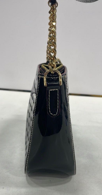 Arcadia Black Patent Leather Embossed Shoulder Bag
