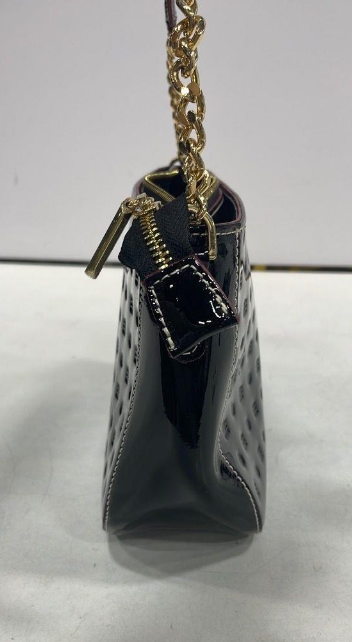 Arcadia Black Patent Leather Embossed Shoulder Bag