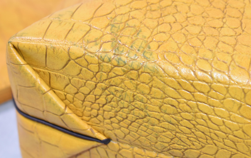 Mustard Yellow Croc Embossed Tote Bag with Matching Pouch