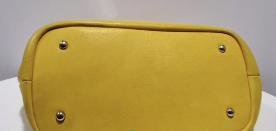 Black Rivet Lemon Yellow Shoulder Bag with Black Accents Large Satchel Purse