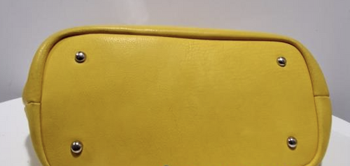 Black Rivet Lemon Yellow Shoulder Bag with Black Accents Large Satchel Purse