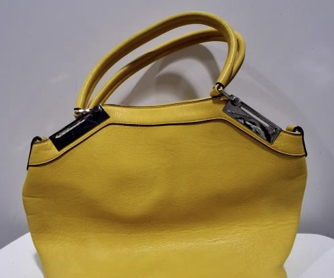 Black Rivet Lemon Yellow Shoulder Bag with Black Accents Large Satchel Purse