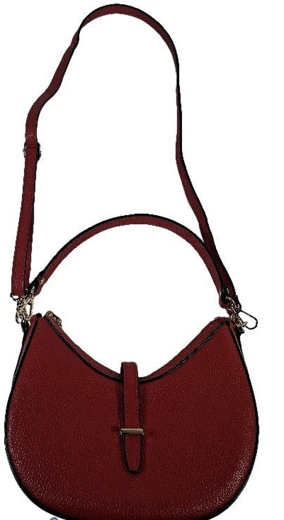 Vera Pelle Red Genuine Leather Crescent Shoulder Bag Made in Italy
