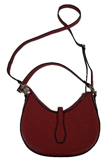 Vera Pelle Red Genuine Leather Crescent Shoulder Bag Made in Italy