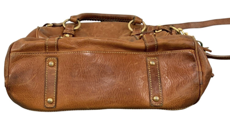 Dooney and Bourke Florentine Medium Brown Leather Satchel with Tassel Detail