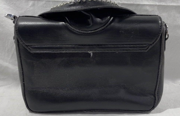 Sfly Black Studded Moto Jacket Crossbody Clutch Bag