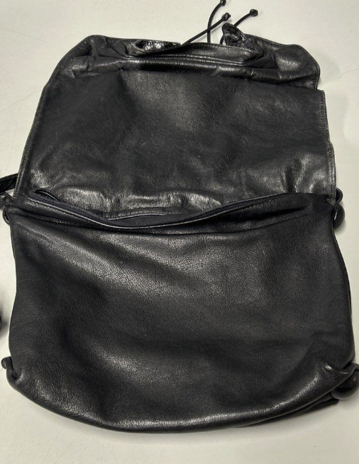 Vintage Carlos Falchi Black Leather Butterfly Bag with Textured Panels