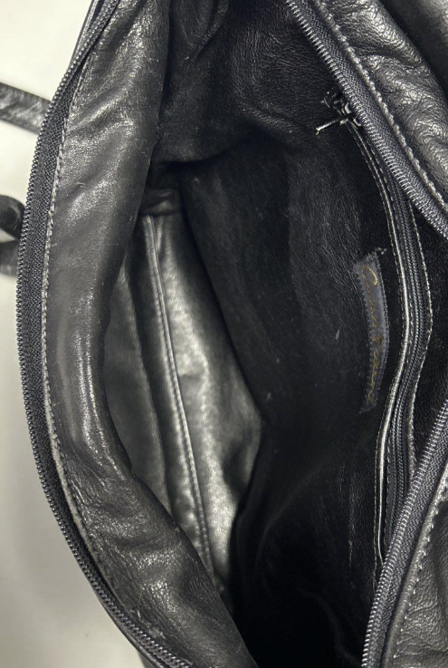 Vintage Carlos Falchi Black Leather Butterfly Bag with Textured Panels